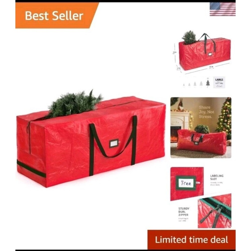 9 Ft Large Christmas Tree Storage Bag - Red - Waterproof - Durable